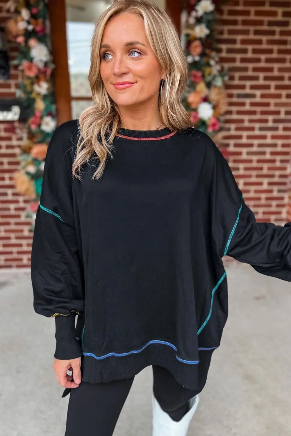 Stitching Split Baggy Sweatshirt