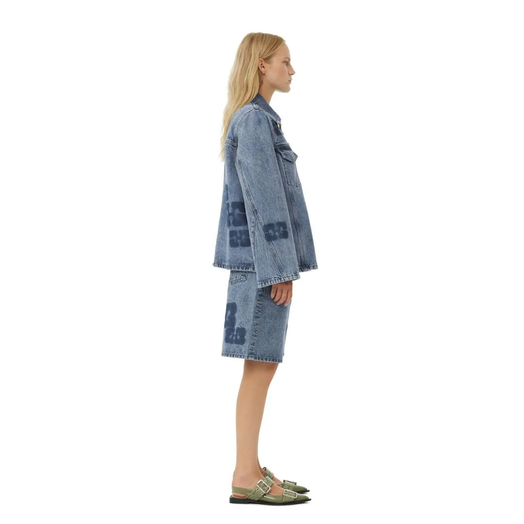 Stone Patch Denim Jacket (Mid Stone Blue)
