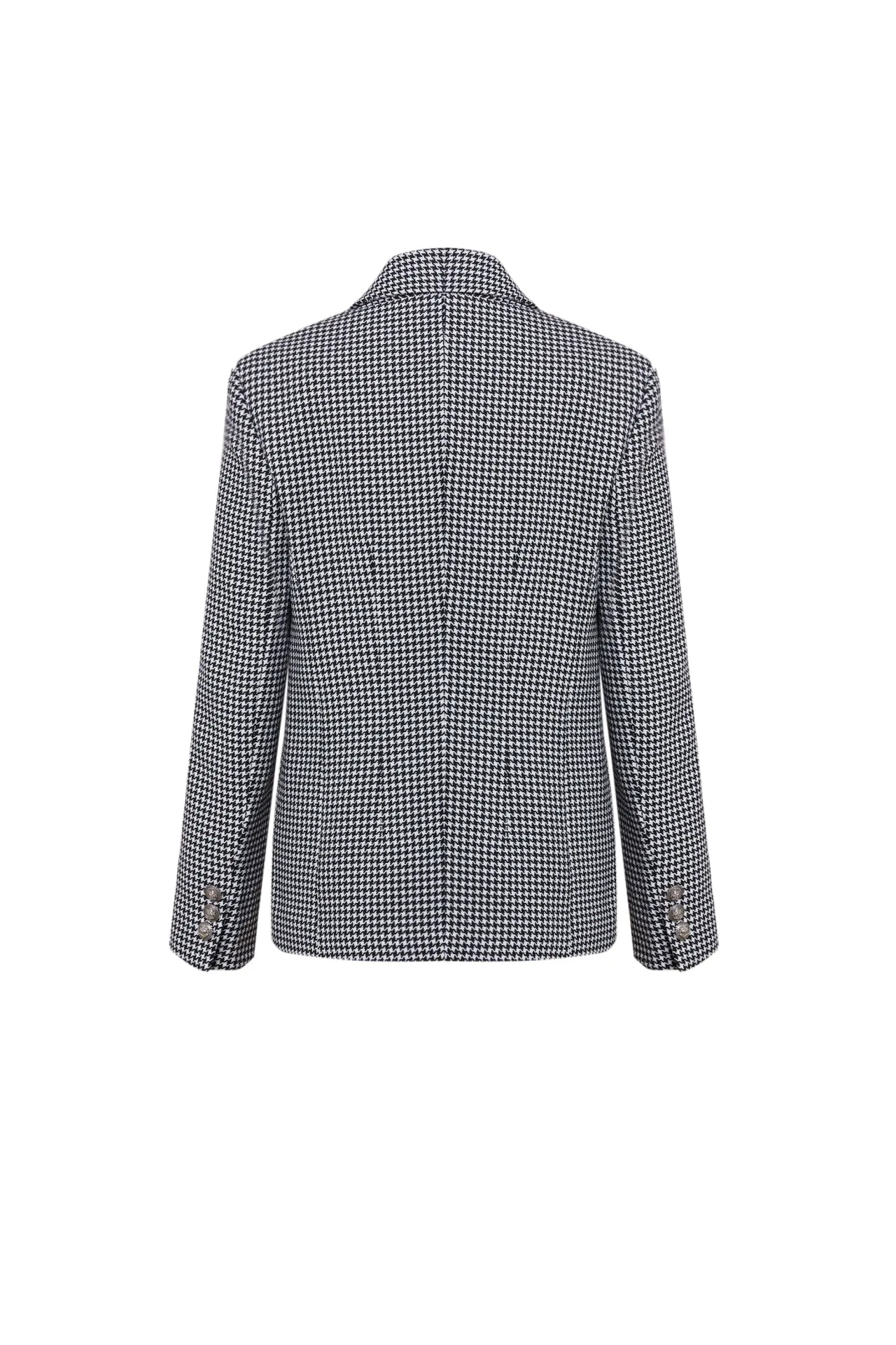 Stretchable Houndstooth Jacquard Double-breasted Blazer