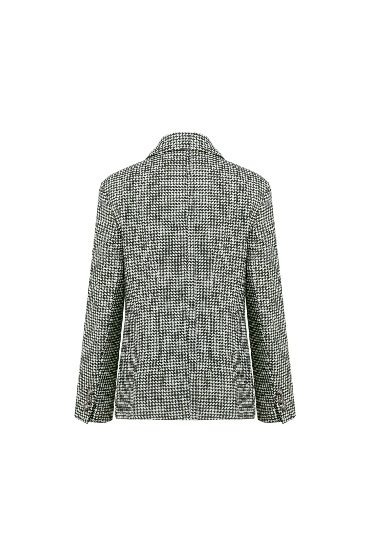 Stretchable Houndstooth Jacquard Double-breasted Blazer