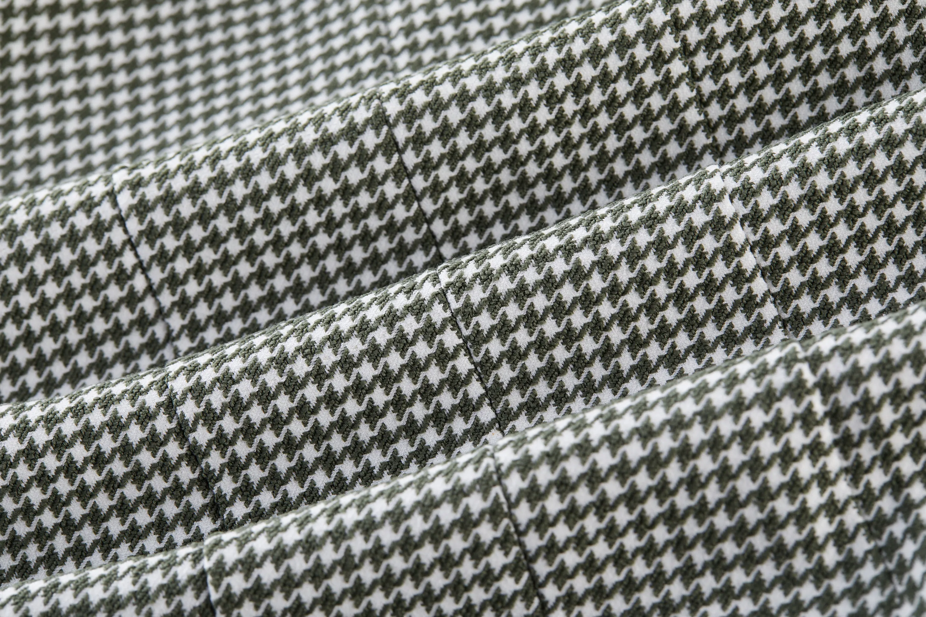 Stretchable Houndstooth Jacquard Double-breasted Blazer