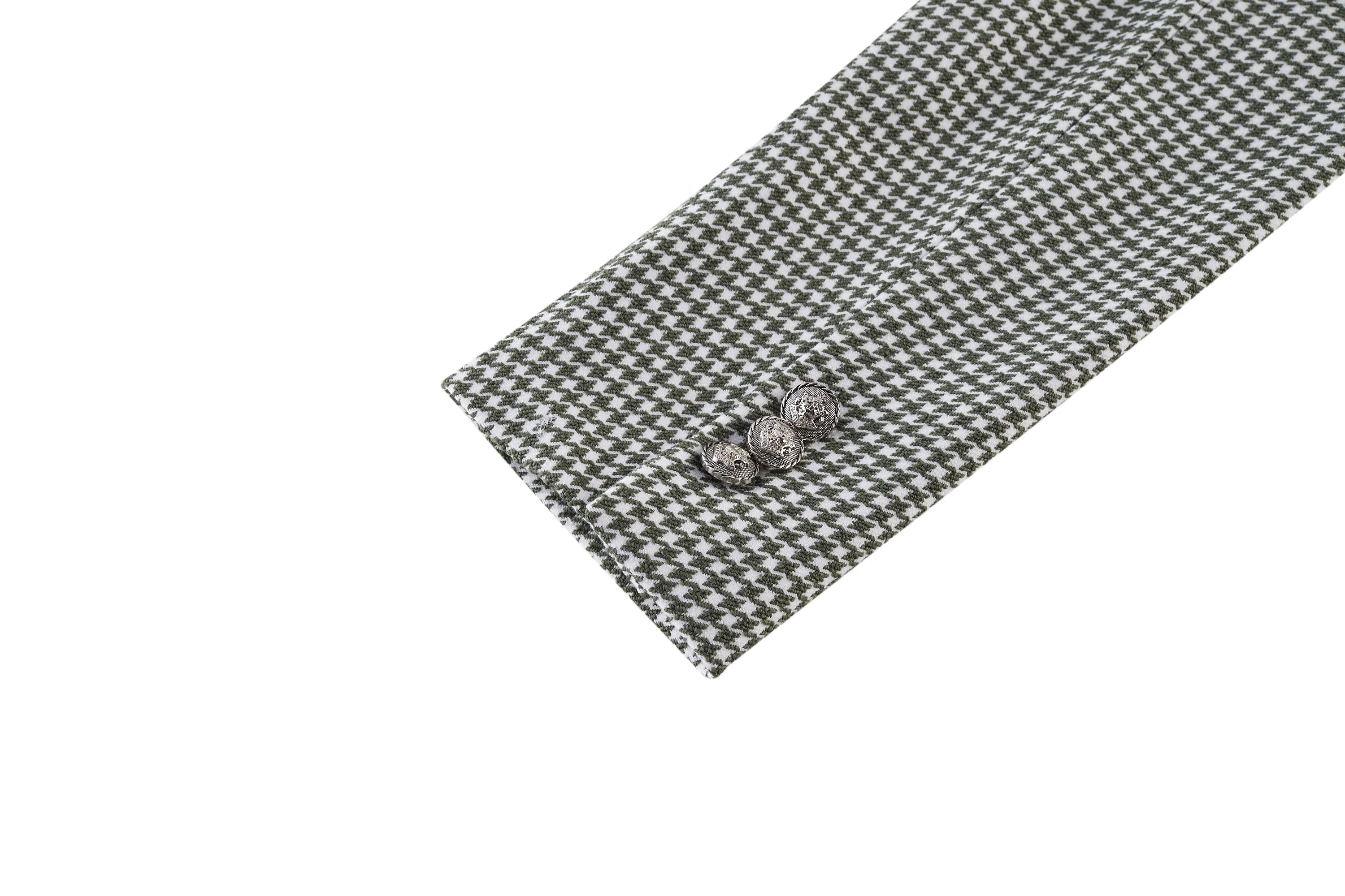 Stretchable Houndstooth Jacquard Double-breasted Blazer
