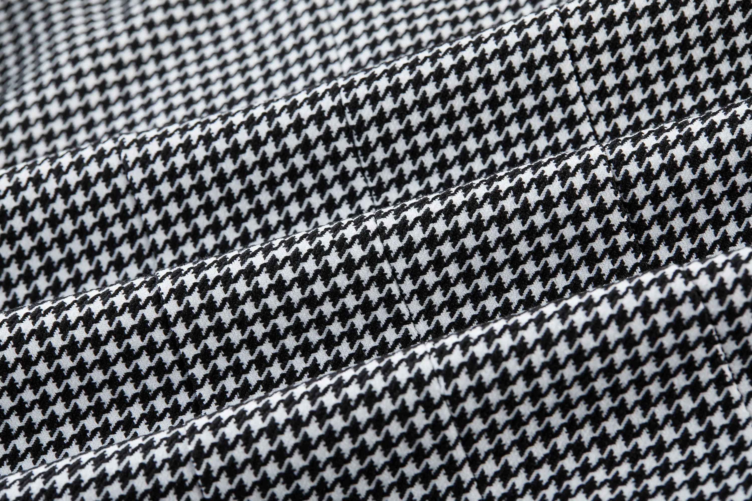 Stretchable Houndstooth Jacquard Double-breasted Blazer