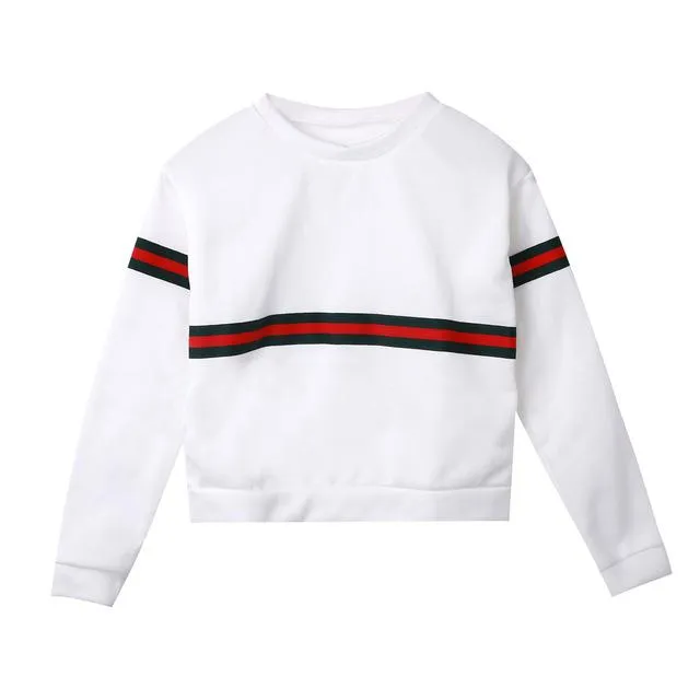 Striped Crew Neck Women Sweatshirt