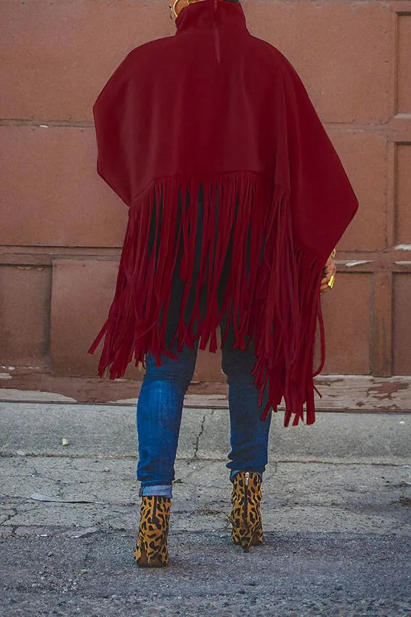 Stylish Tassel Hem Batwing Sleeve Coat