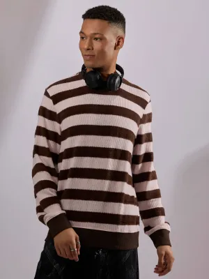 Swyft - Striped Crew neck Sweater - Dark Brown
