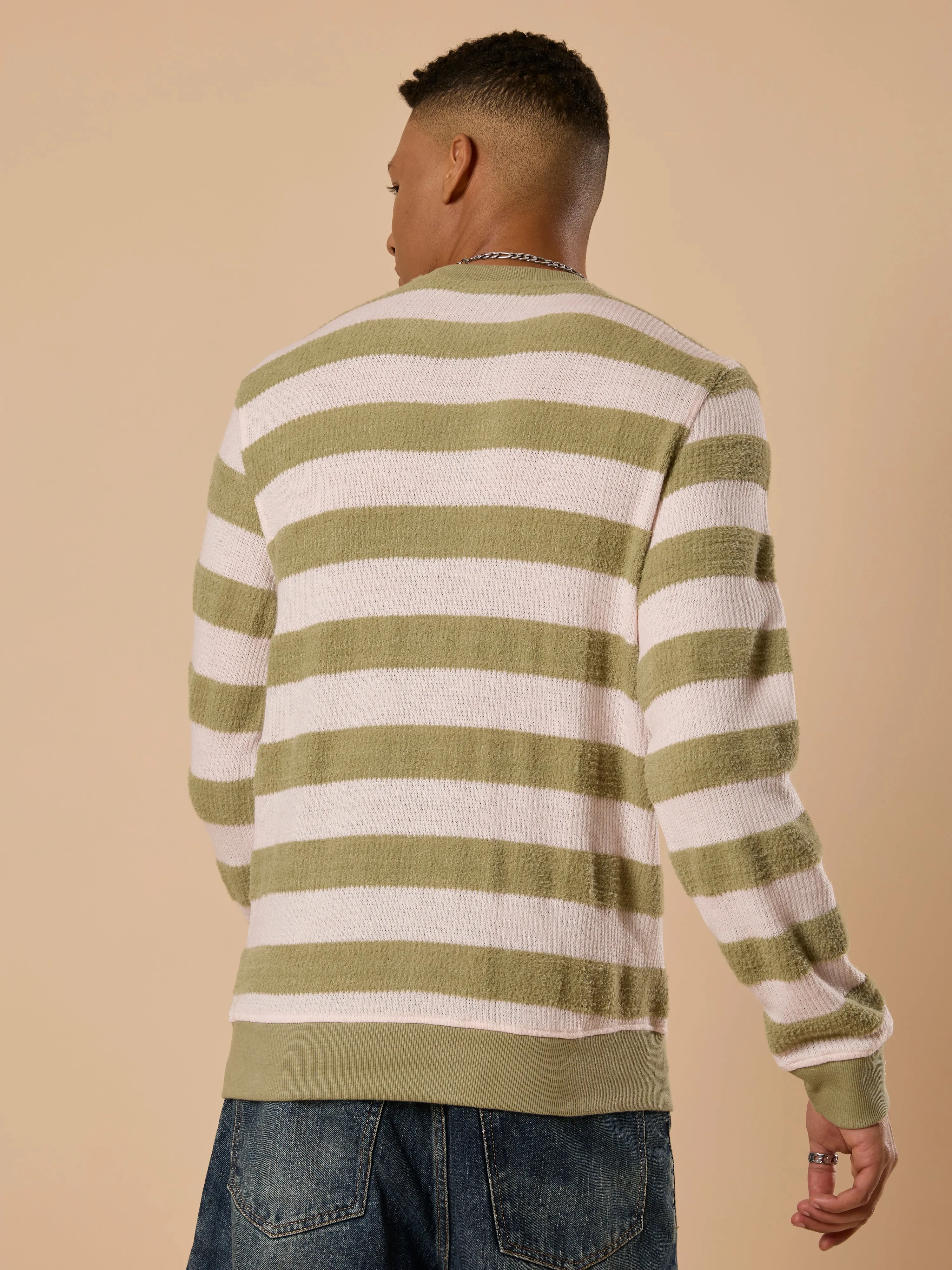 Swyft - Striped Crew neck Sweater - Green