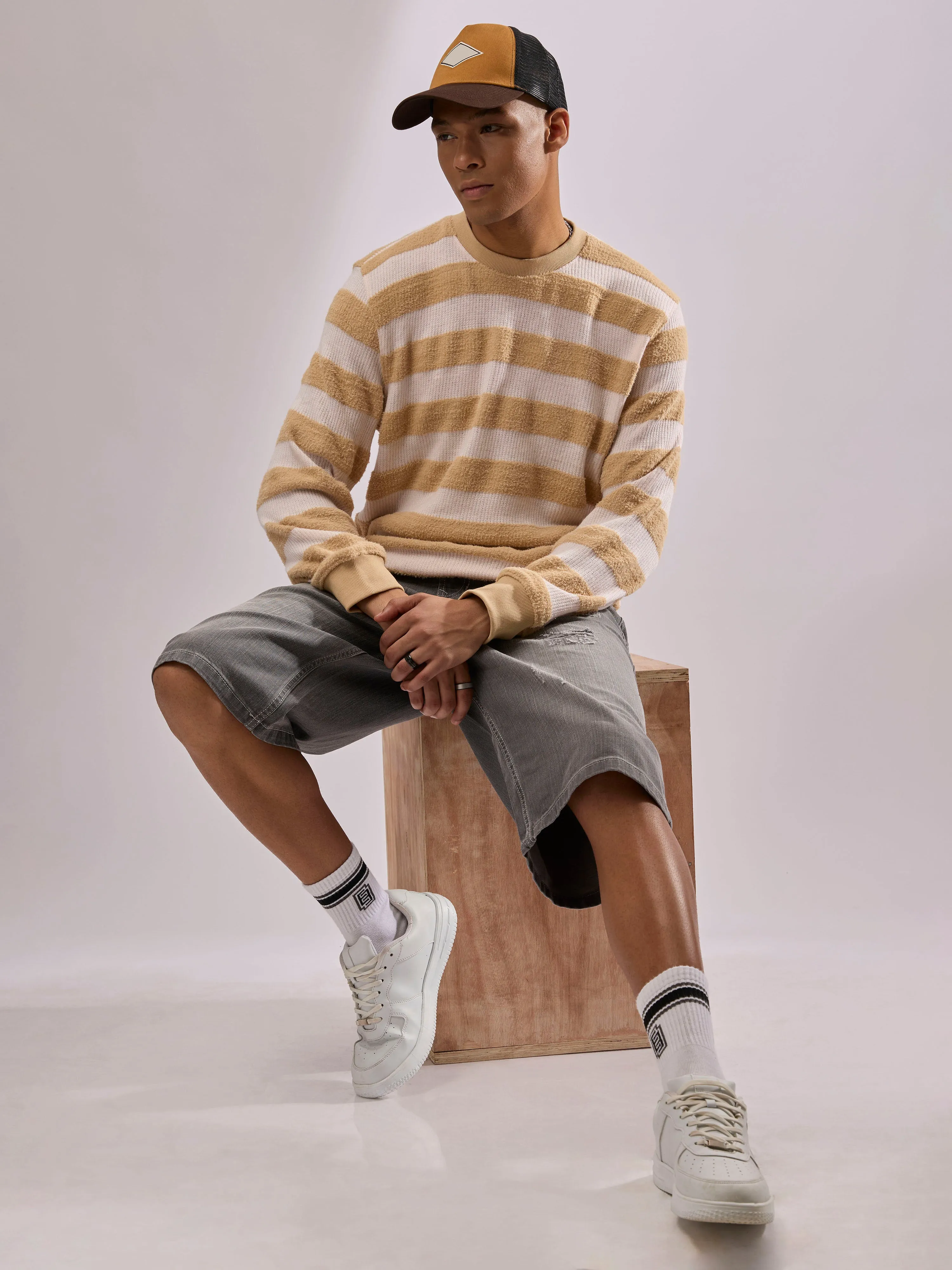 Swyft - Striped Crew neck Sweater - Yellow