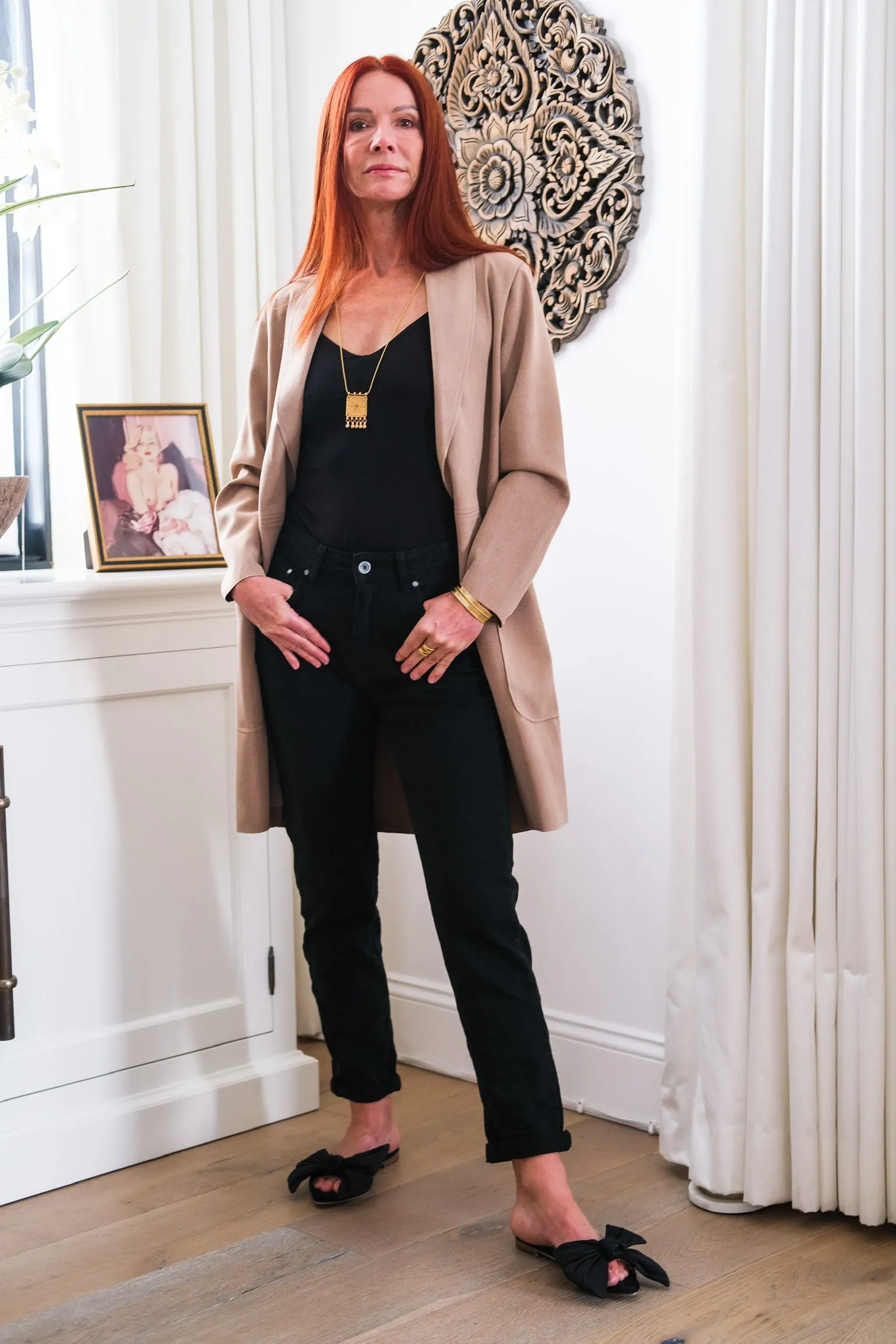 Tan Open Front Coat