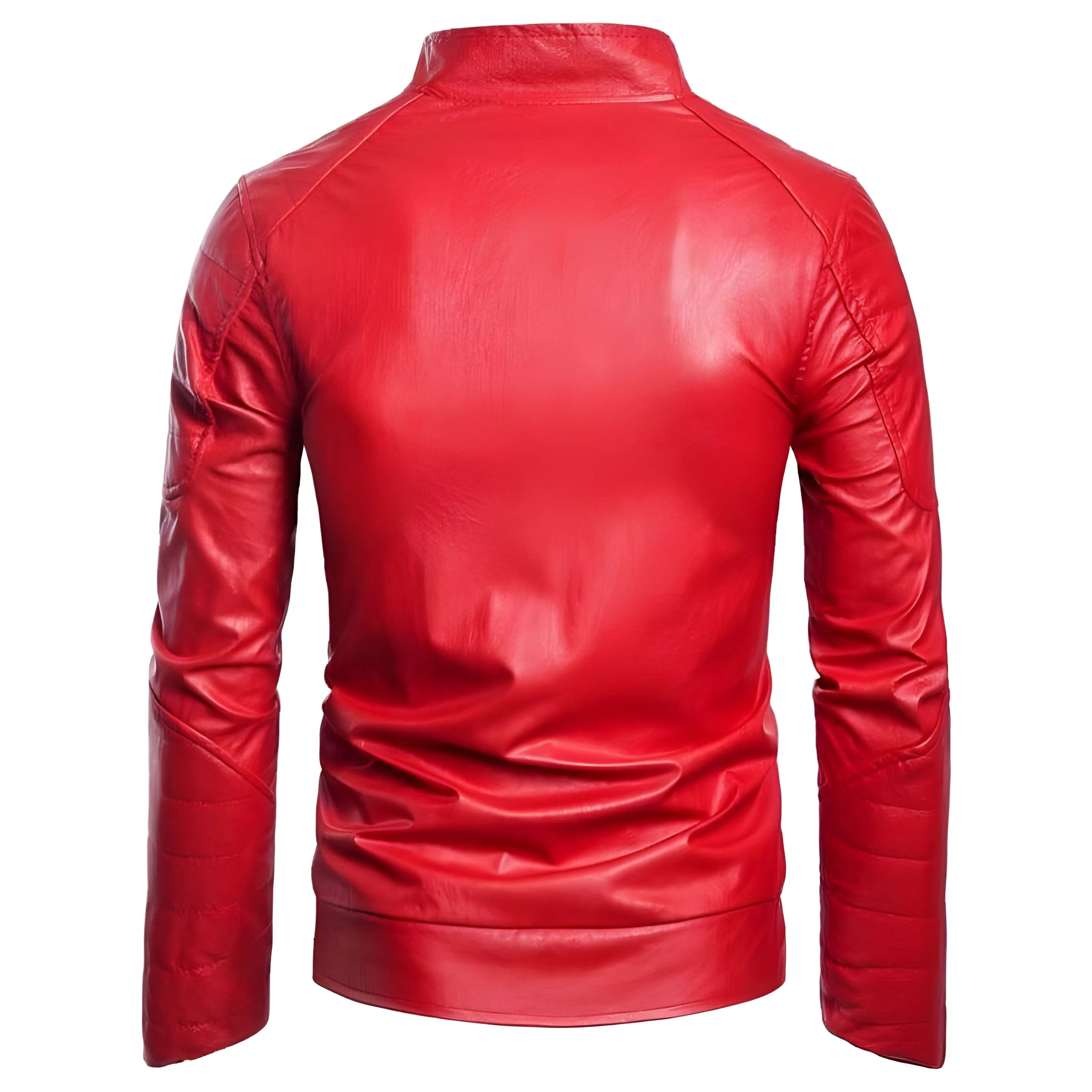 Stylish Crimson Faux Leather Moto Jacket for Women – Trendy Biker Outerwear
