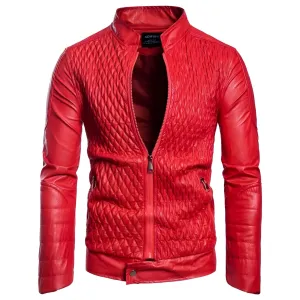 Stylish Crimson Faux Leather Moto Jacket for Women – Trendy Biker Outerwear