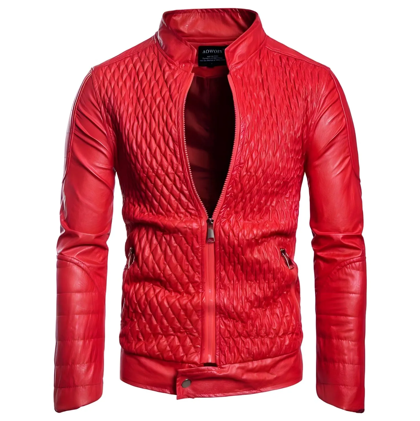 Stylish Crimson Faux Leather Moto Jacket for Women – Trendy Biker Outerwear