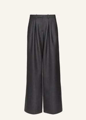 Wide-leg tailored wool pants in grey