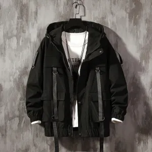 WLS Function Ribbon Multi-pocket Hooded Jacket