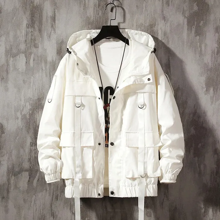 WLS Function Ribbon Multi-pocket Hooded Jacket